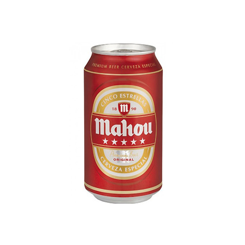 Cerveza Mahou 5 Estrellas. Caja 24 Latas de 33cl.